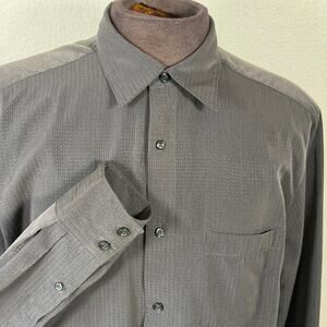 JF J. Ferrar Men's button down dress shirt long sleeve Charcoal sz. LT 16-16.5